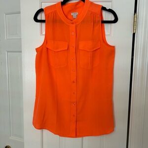 J. Crew Bright Orange Sleeveless Button-Down Shirt